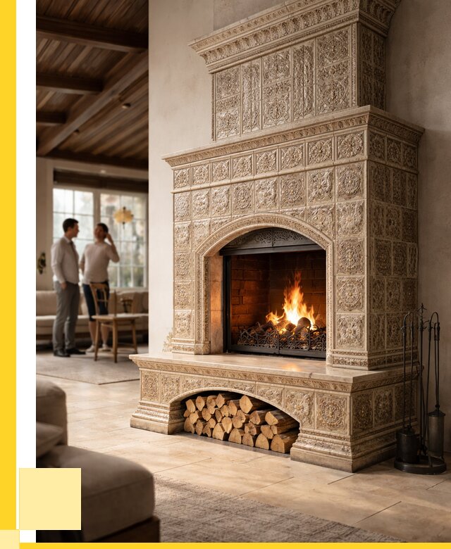 Купить изразцовый камин в Новокузнецке от 256850 р. | ЭриданНвк