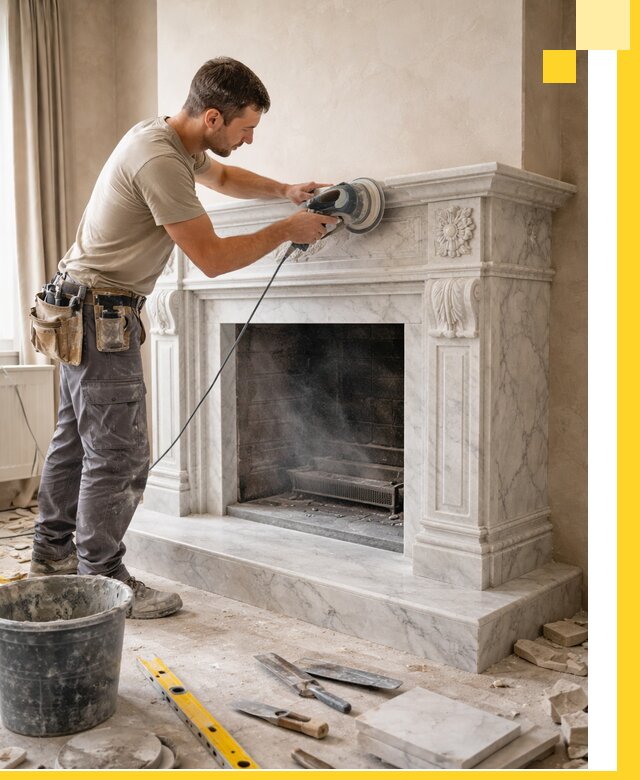 Изготовление и установка мраморных каминов в Новокузнецке под ключ