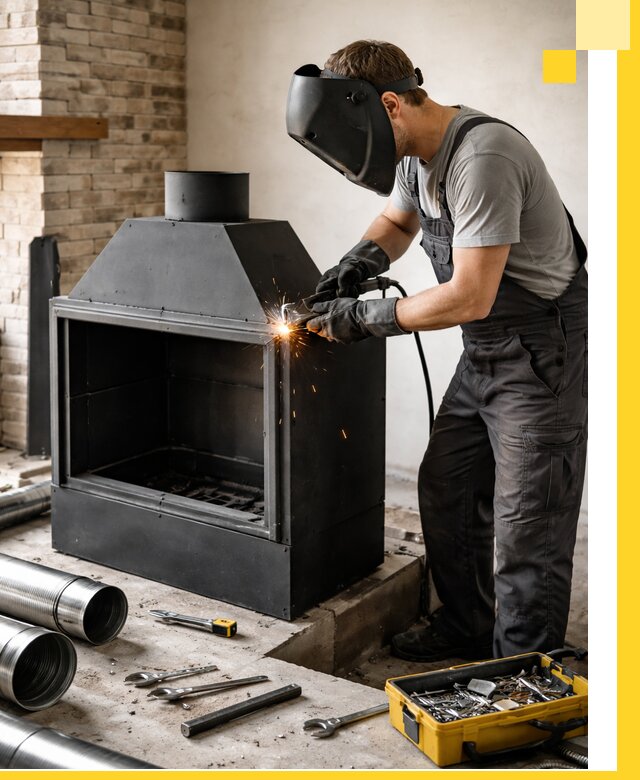 Продажа и установка металлических каминов в Новокузнецке под ключ