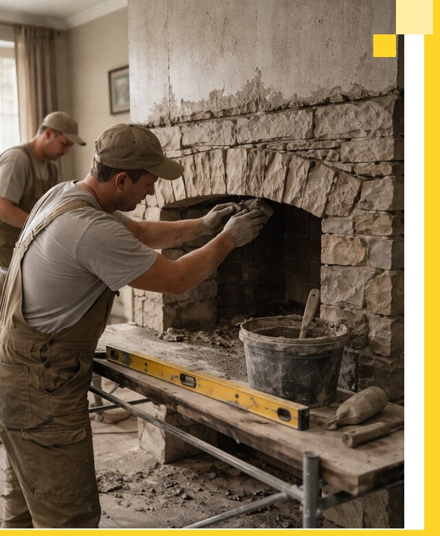 Изготовление каминов под ключ в Новокузнецке, монтаж и отделка