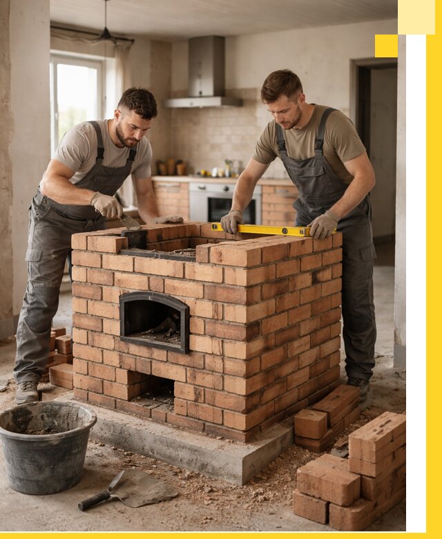 Установка и монтаж печей в частном доме в Новокузнецке под ключ