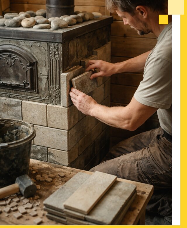 Облицовка банных печей в Новокузнецке профессиональная отделка