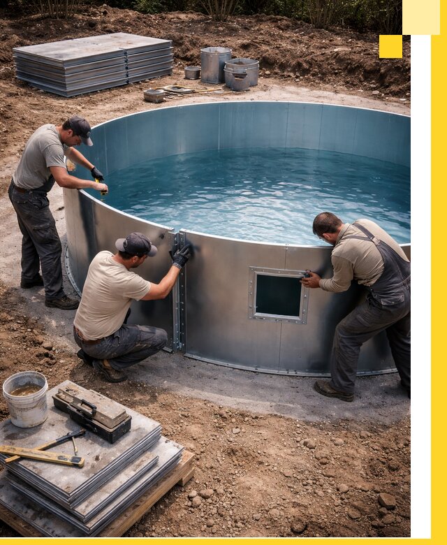 Круглые бассейны под ключ в Новокузнецке проектирование и монтаж