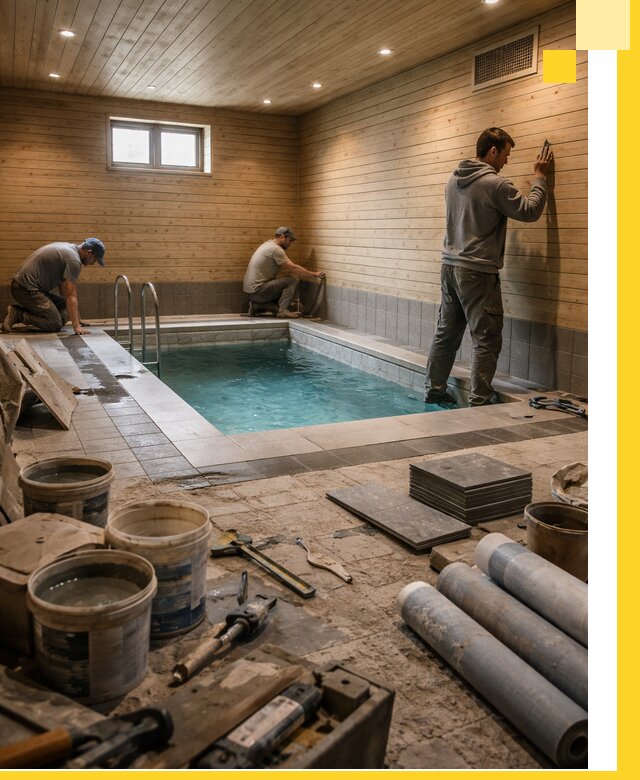 Строительство бани с бассейном и сауной под ключ в Новокузнецке