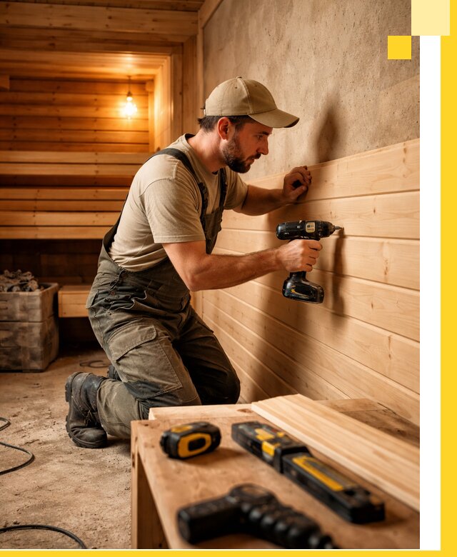 Профессиональная внутренняя отделка бани в Новокузнецке под ключ