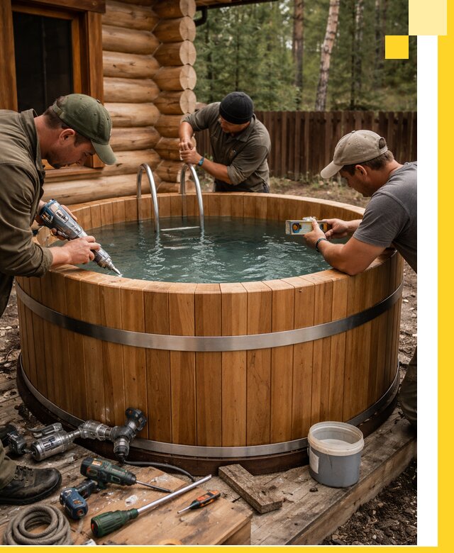 Строительство бань с купелью под ключ и отделкой в Новокузнецке