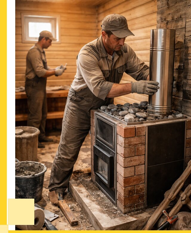 Монтаж печи в бане под ключ в Новокузнецке от 20548 р. | ЭриданНвк