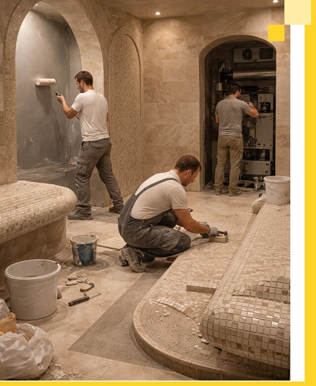 Строительство бани с хамамом и бассейном под ключ в Новокузнецке