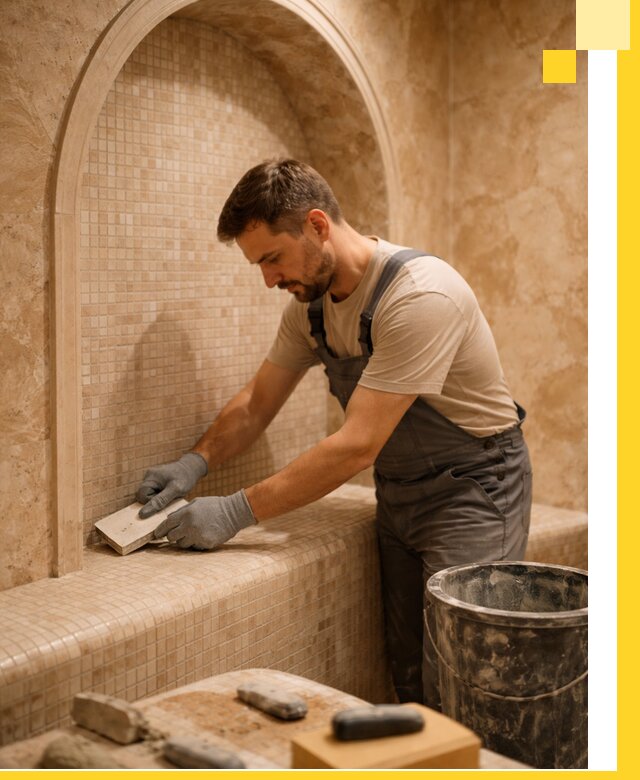 Профессиональная отделка хамамов с мозаикой под ключ в Новокузнецке