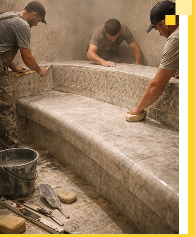 Изготовление и установка сидений для хамама в Новокузнецке