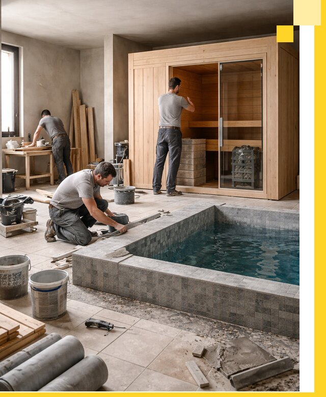 SPA зоны под ключ с бассейном сауной и печью в Новокузнецке